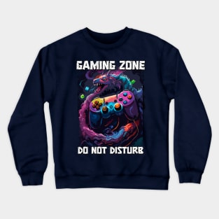 Do Not Disturb Gaming Zone funny cool pop art contoller illustration for gamers Crewneck Sweatshirt